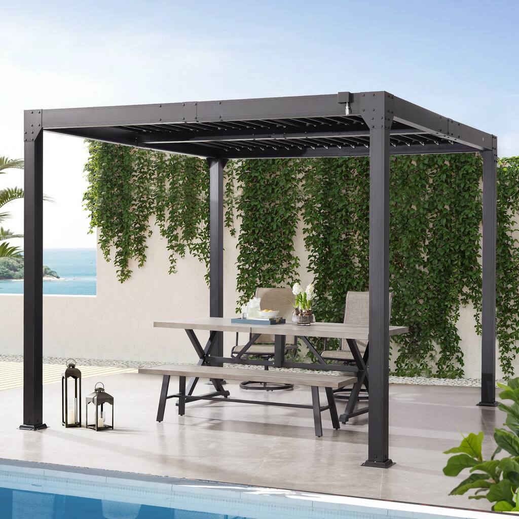 Outdoor Louvered Pergola, Aluminum Pergola with Adjustable Roof