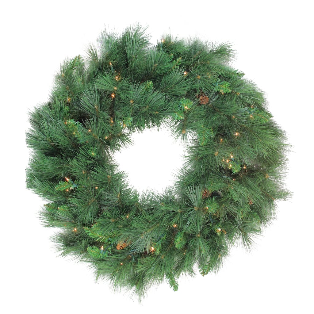 48" White Valley Pine Artificial Christmas Wreath - Clear Lights