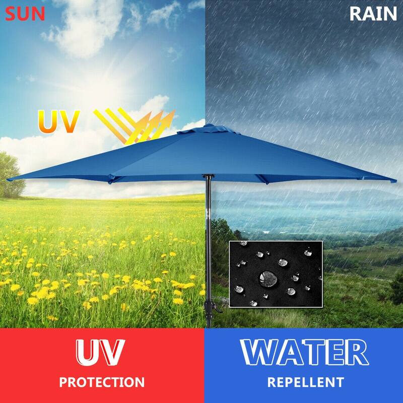 9 ft Patio Outdoor Umbrella with Crank-Blue