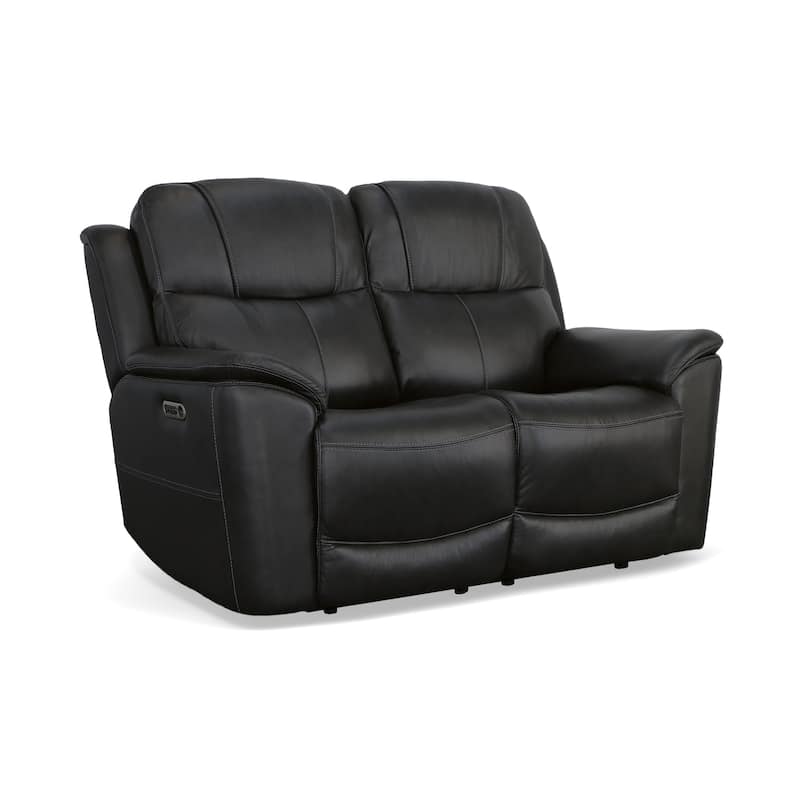 Crew Top Grain Leather Power Reclining Loveseat with Power Headrests & Lumbar