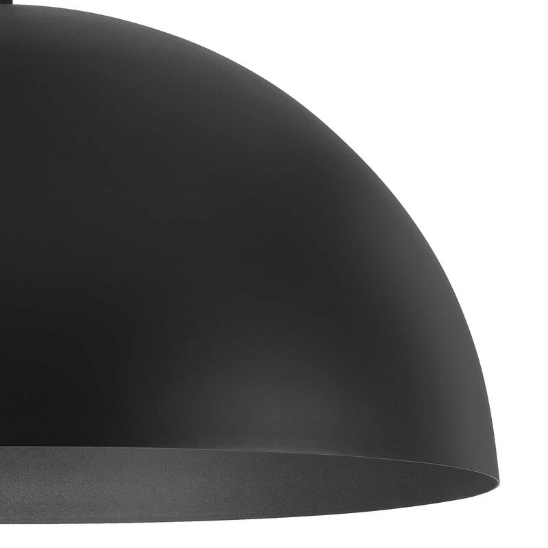 HomeRoots 32" Black Aluminum Dome LED Dimmable Outdoor Pendent Hanging Light - 31.50' X '15.88' X '31.50