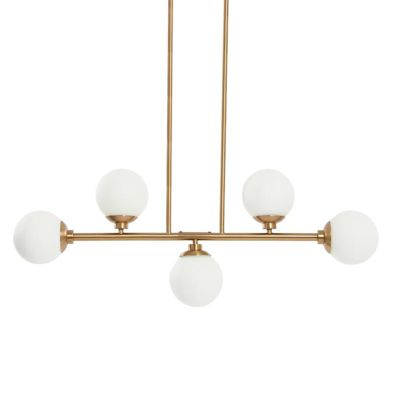 Robert Stevenson Lighting Lorne - Metal and Frosted Glass Chandelier - Brushed Gold