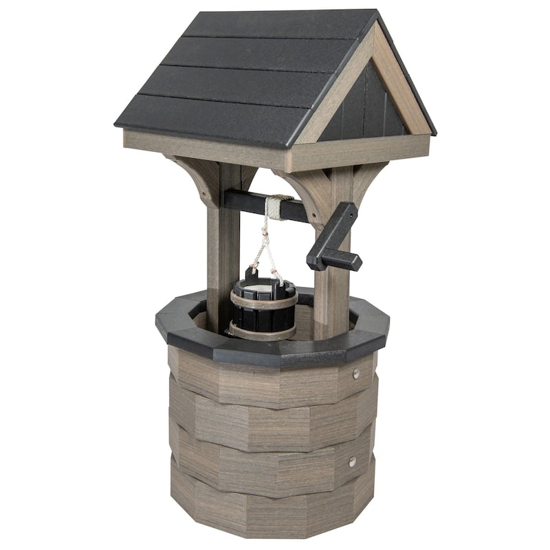 Poly Wishing Well - Coastal Gray and Black - Large