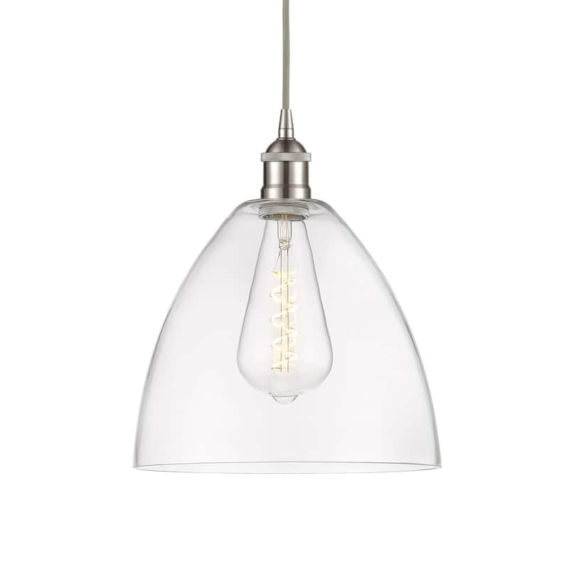 Innovations Lighting 616-1P-14-12 Edison Dome Pendant Edison Dome 12" - Brushed Satin Nickel / Clear