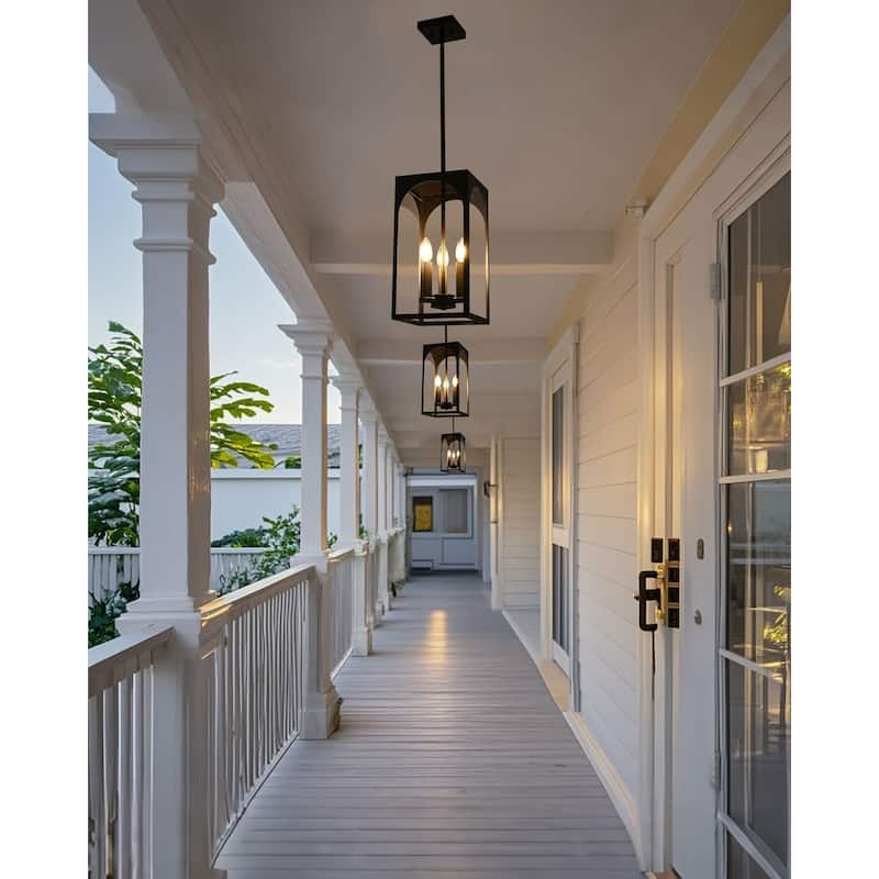 3-Light Large Outdoor Pendant Light Fixtures, Exterior Hanging Lantern Porch Light Adjustable, Hanging Lamp