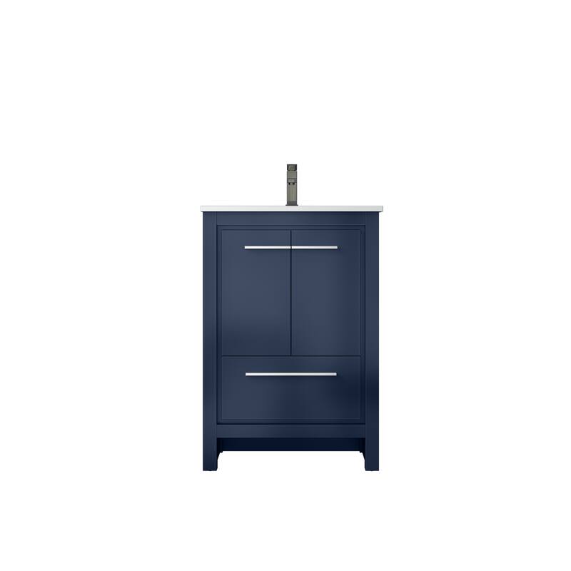 Lafarre Bath Vanity Quartz Top, Sink and Gun Metal Faucet - 24 inch - Navy Blue