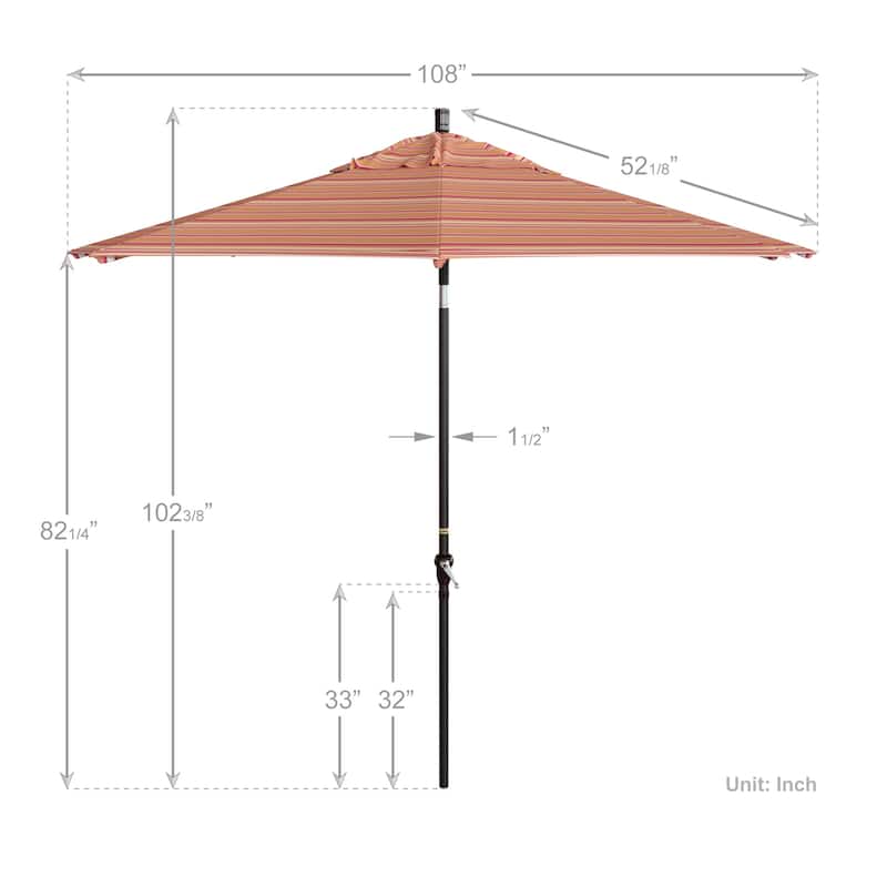 California Umbrella 9' Sunset Series Patio Umbrella Bronze Aluminum Frame and Ribs, Crank Lift Auto Tilt, Sunbrella Cilantro