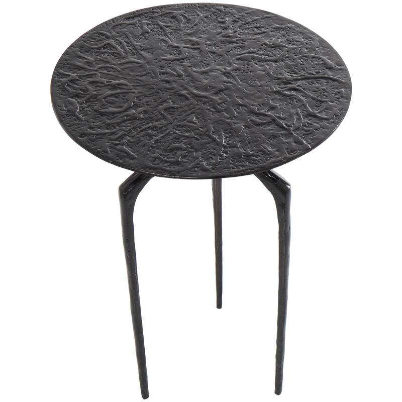 Silver, Gold or Gray Aluminum Metal Slim Textured Geometric Accent Table