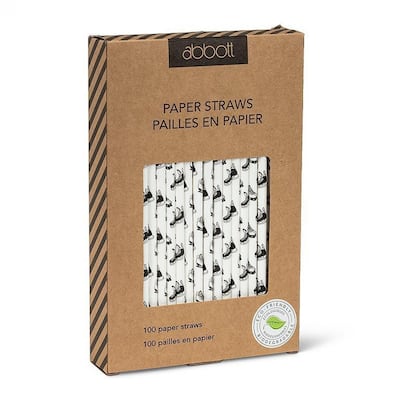 Set Of 100 Skate Print Straws