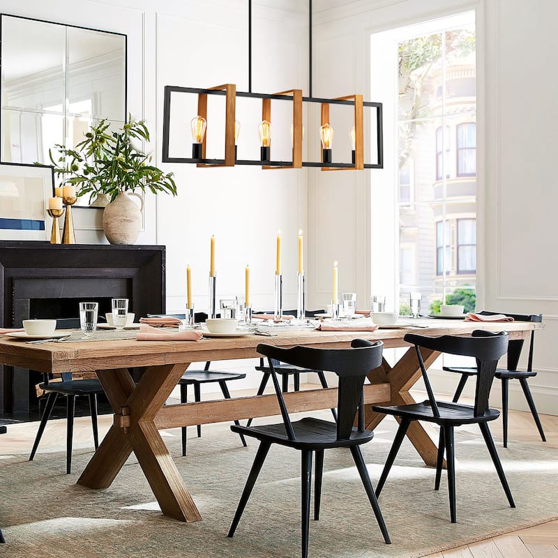 Black or Gold Farmhouse Rustic Kitchen Island Pendant Chandelier for Dining Room