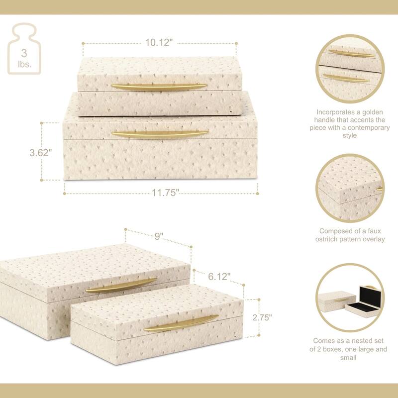 Canorus Faux Ostritch Pattern Rectangular Box Set
