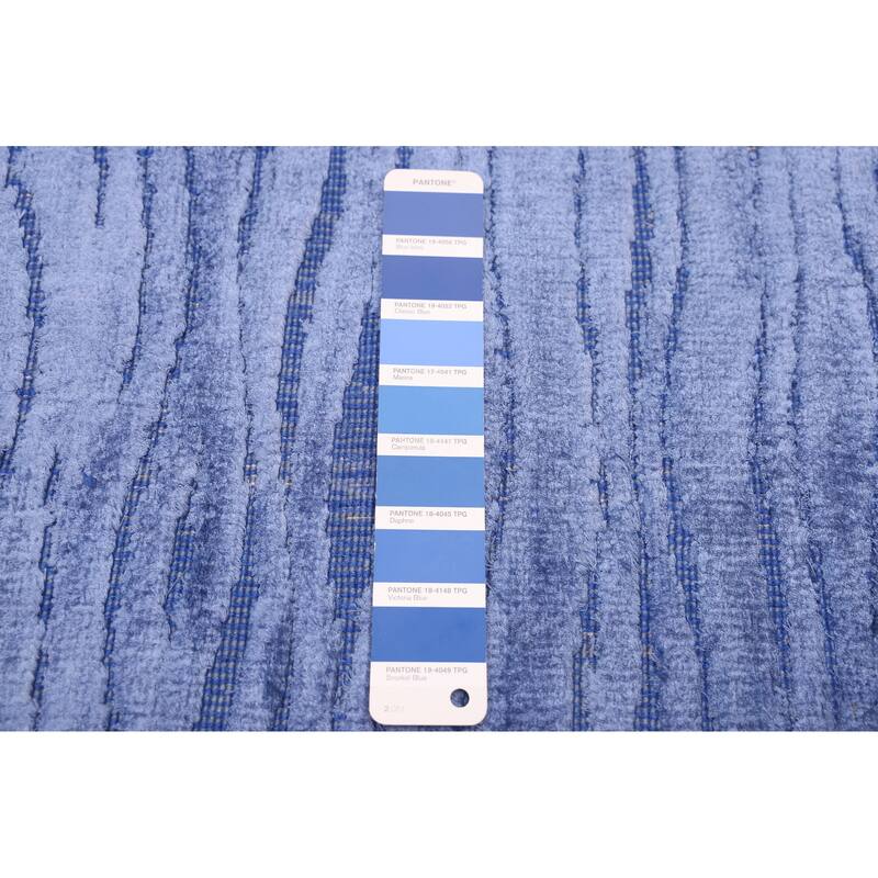 ECARPETGALLERY Hand Loomed Elysian Slate Blue Viscose Rug - 7'10 x 9'8