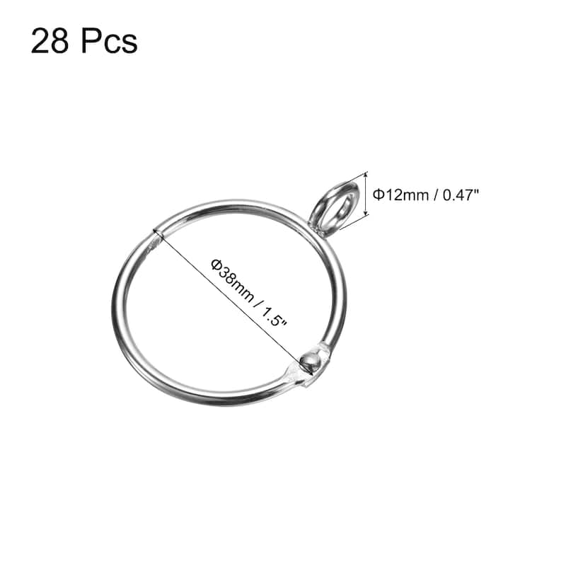 28 PCS Openable Curtain Rings Metal Eyelet Hangers Ring Interior Diameter for Drapery Curtain Rods