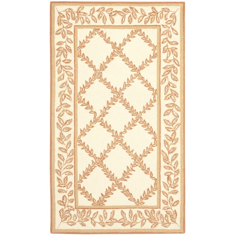 SAFAVIEH Handmade Chelsea Sunstripe Trellis French Country Wool Rug - 2'9" x 4'9" - Ivory/Camel