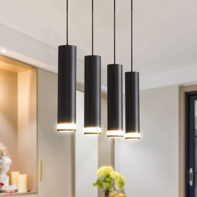 6 - Light Matte Black Kitchen Island Pendant[No Bulb]
