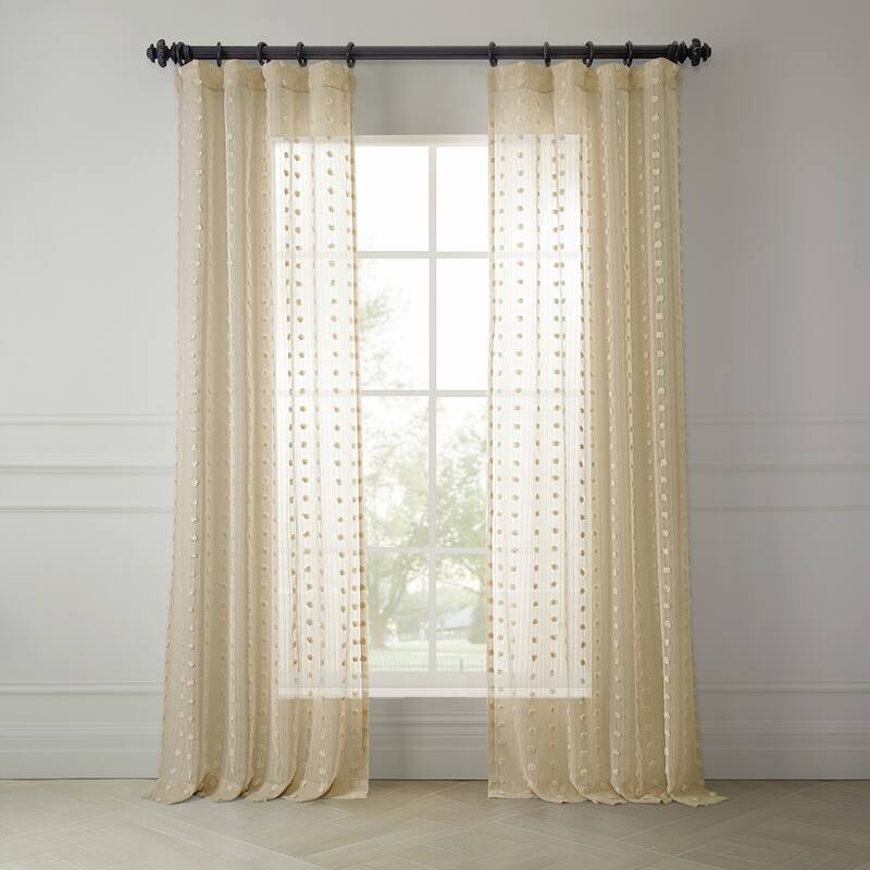 Exclusive Fabrics Strasbourg Dot Patterned Faux Linen Sheer Curtain (1 Panel)