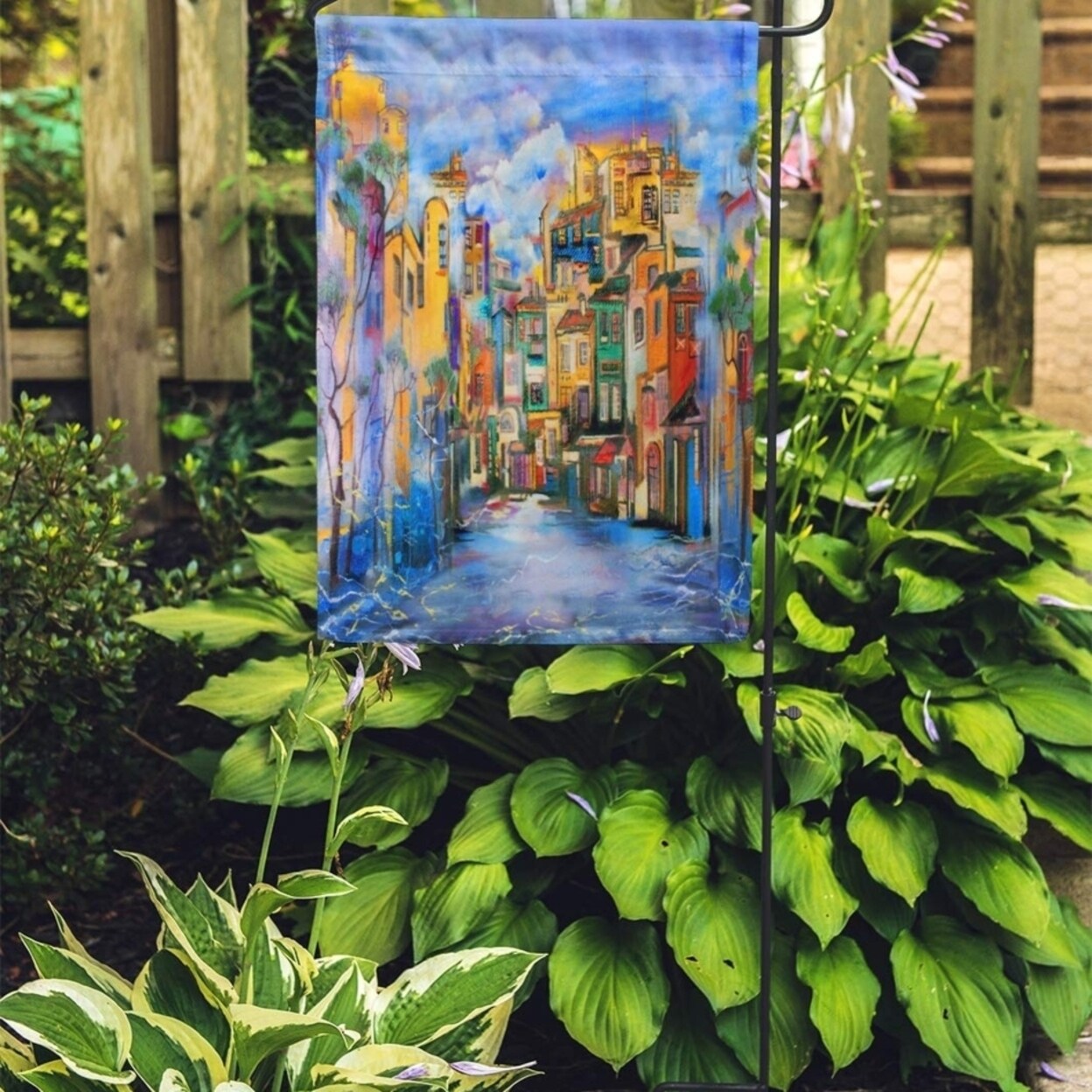 Shop Colorful Painting Cloudy Yard Orange Abstract Modern Canvas