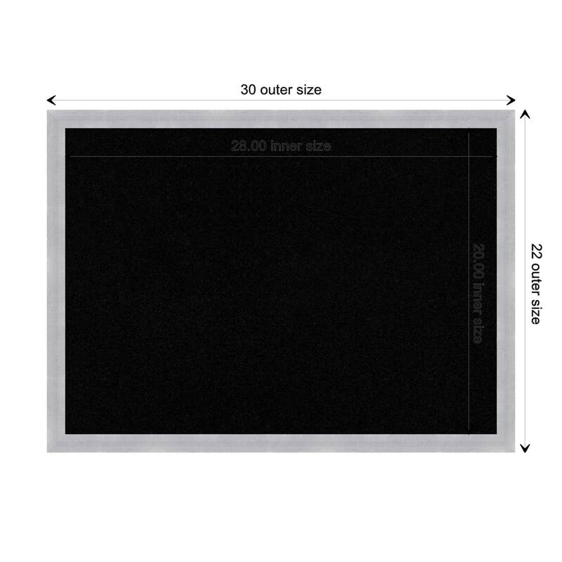 Grace Narrow Framed Black Corkboard Bulletin Board - Grace Brushed Nickel Narrow - Board Size 28x20