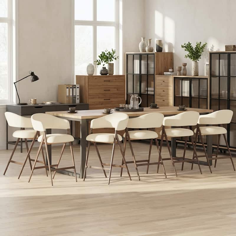 Ergonomic Counter Height Bar Stools with Curved Backrest & Breathable Fabric