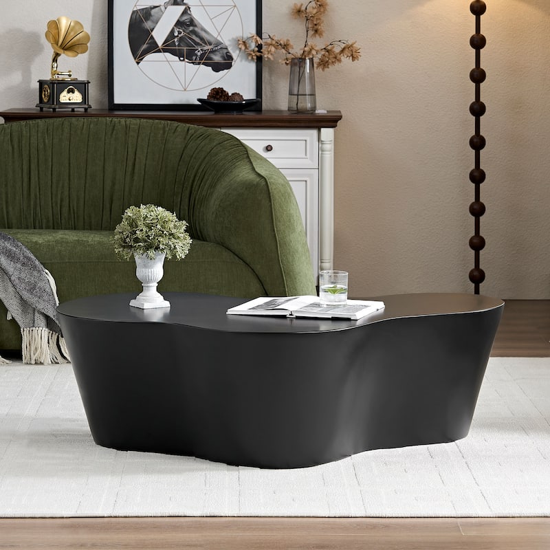 GDF Studio - Mid-Century Fiberglass 50" Unique-Shape Coffee Table (No Assembly)