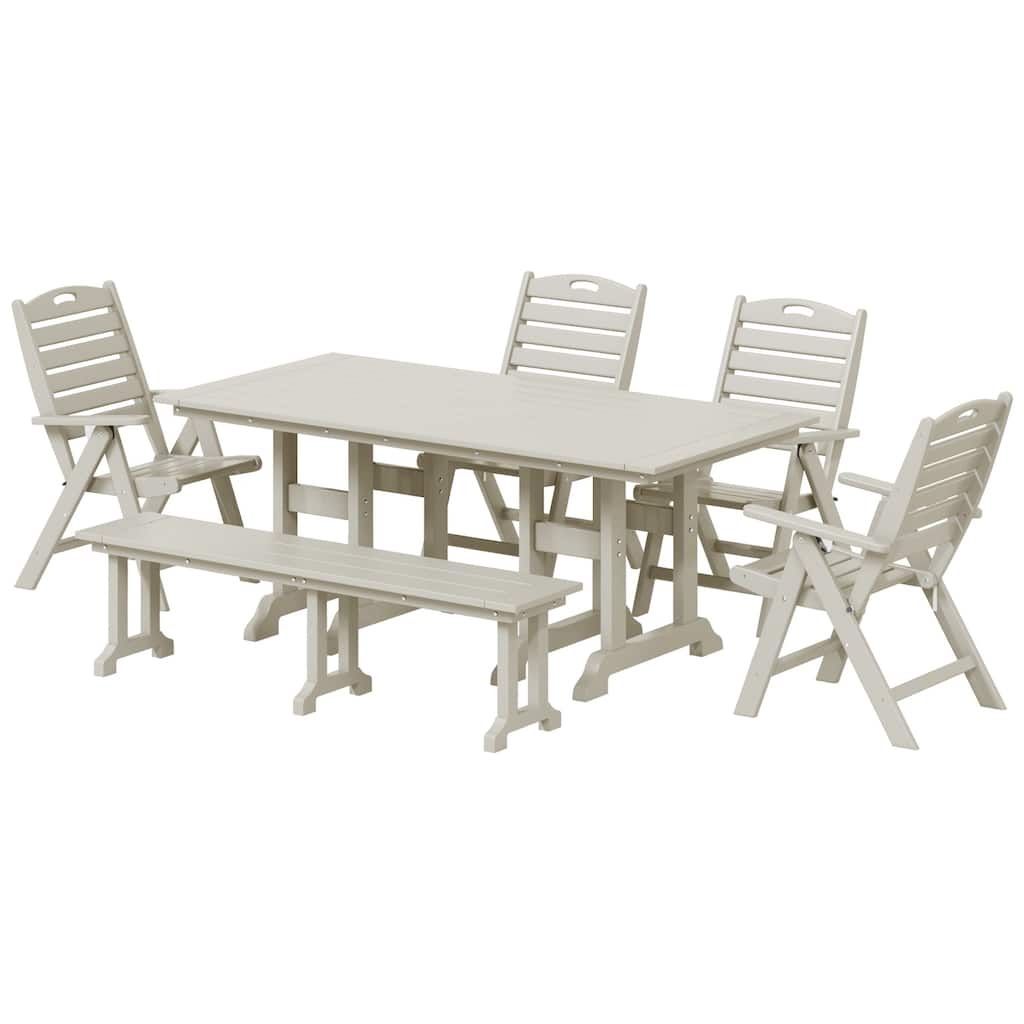 Laguna 6-Piece Patio Dining Set With Reclinable Armchairs and Bench