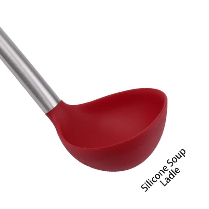 Silicone Soup Ladle Spoon 12.4" Len Heat Resistant One Piece - 12.4" x 3.5"(L*W)