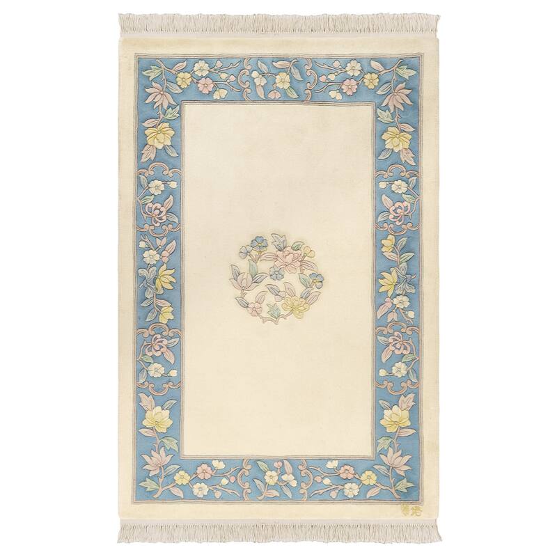 Gertmenian Oriental Estate Traditional Oriental Floral Border Metallion Hand Knot Wool Area Rug Collection