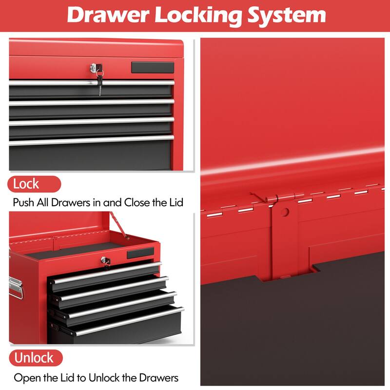 Costway 2 in 1 Rolling Cabinet Storage Chest Box Organizer w/ 6 - See Details