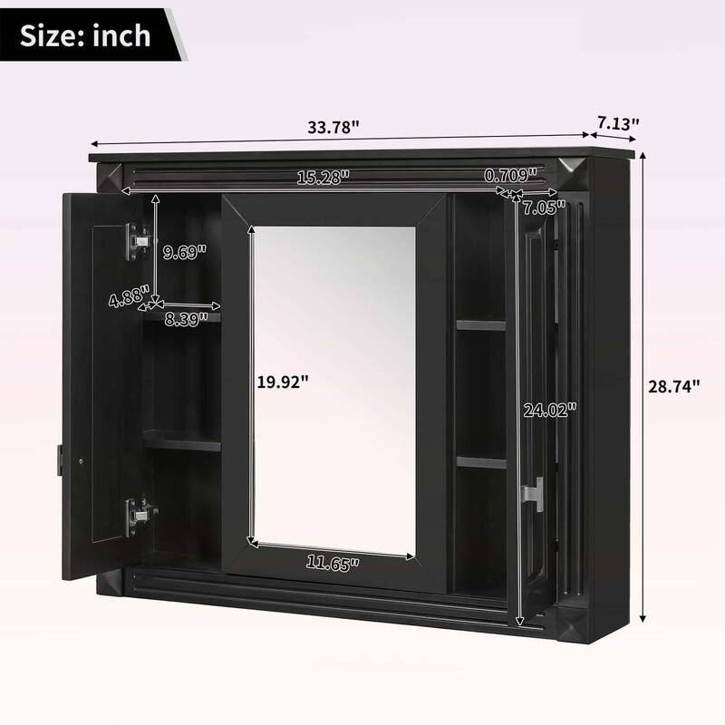 Bathroom Wall Cabinet with Mirror,Medicine Cabinet with 4 Shelves,Mirrored Door Over Toilet Storage Cabinet