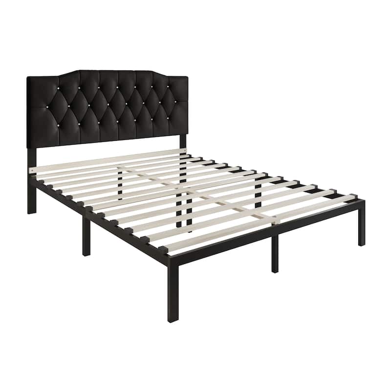 CraftPorch Modern Velvet Tufted Upholstered Platform Bed
