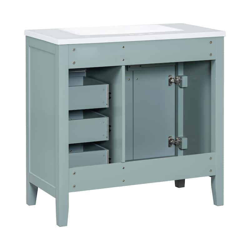 Bathroom Vanity with Sink, Bathroom Vanity Set with Drawers, Freestanding Storage Cabinet with 2 Soft Close Doors