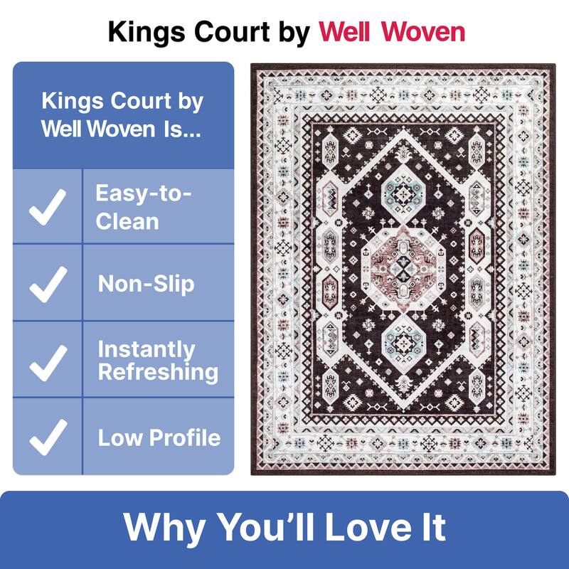 Well Woven Kings Court Kama Tribal Medallion Washable Low Pile Rug