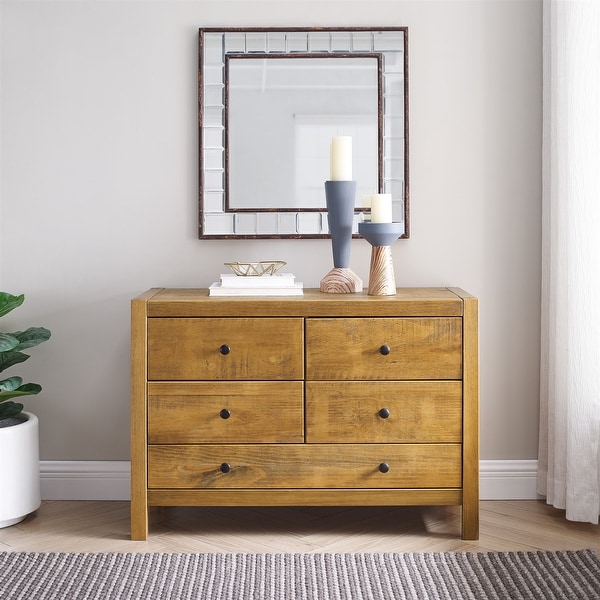 Musehomeinc rustic wood 3 top drawer dresser finish