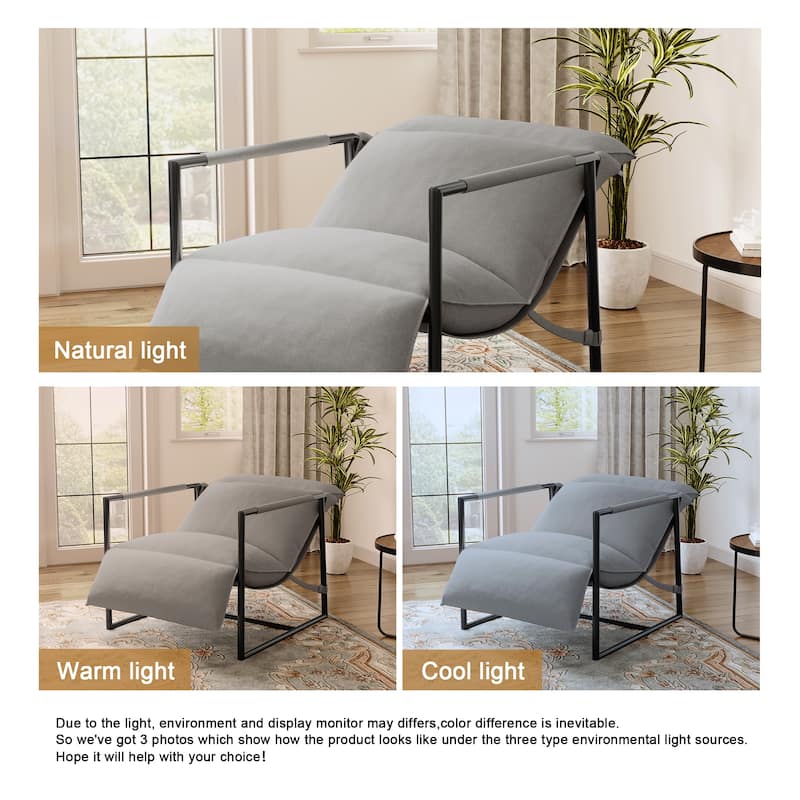 Metal Sling Accent Chair Armchair with Adjustable Headrest