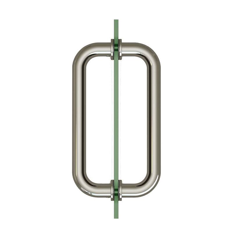 CEL 8"x8" Tubular Stainless Steel Back to Back Shower Door Pull Handle - Brushed Nickel