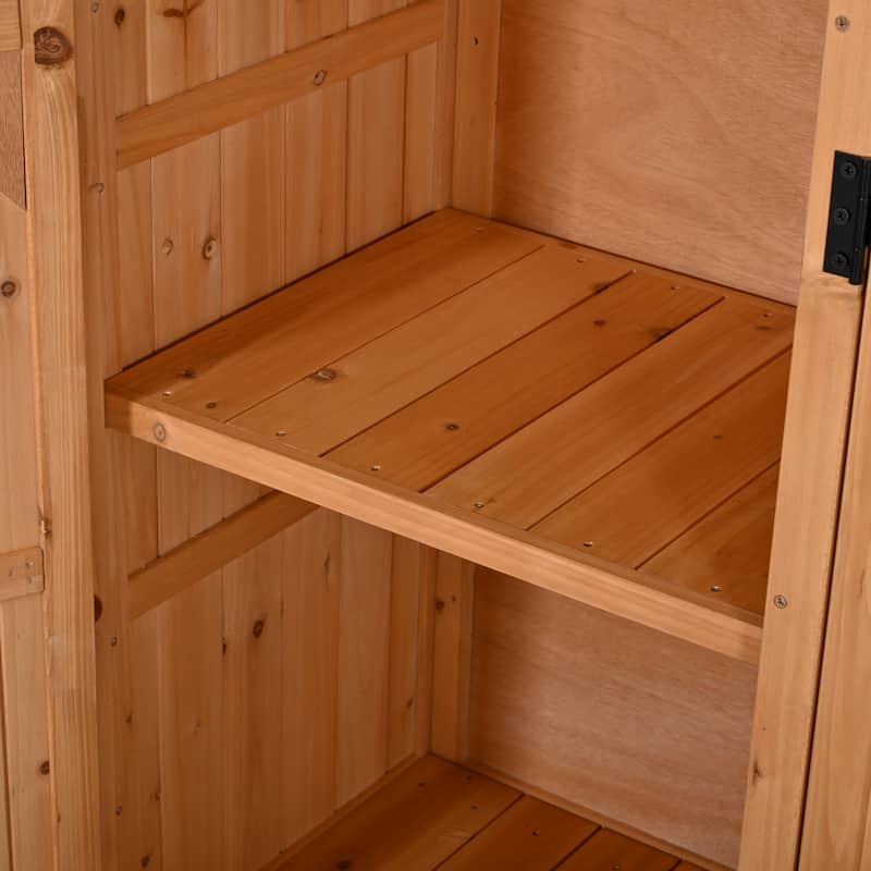 72" Large Patio Garden Shed with Waterproof Roof, Outdoor Storage Cabinet with Workstation & Hooks