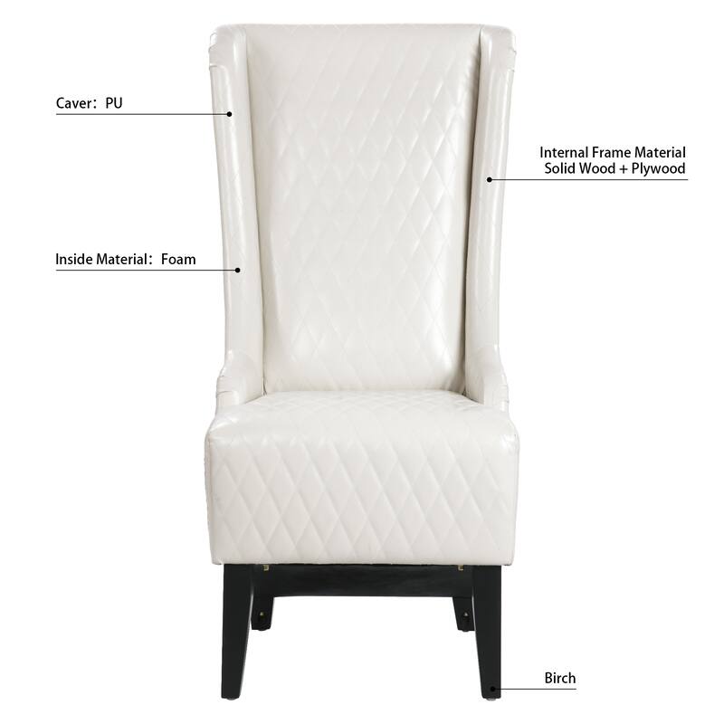 Faux Leather Wingback Chair with Wooden Legs and High Back Support