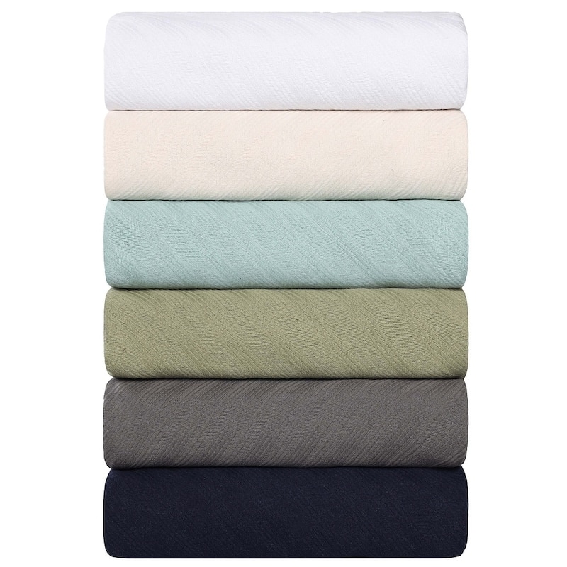 Superior Milan Cotton Textured Striped Lightweight Woven Blanket