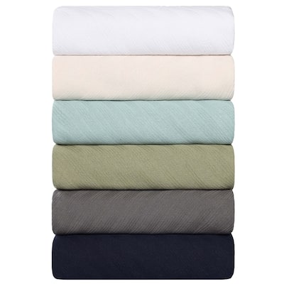 Superior Milan Cotton Textured Striped Lightweight Woven Blanket