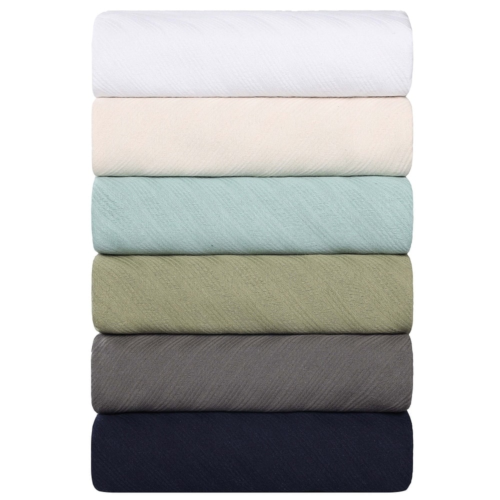 Superior Milan Cotton Textured Striped Lightweight Woven Blanket