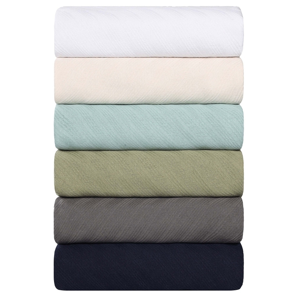 Superior Milan Cotton Textured Striped Lightweight Woven Blanket