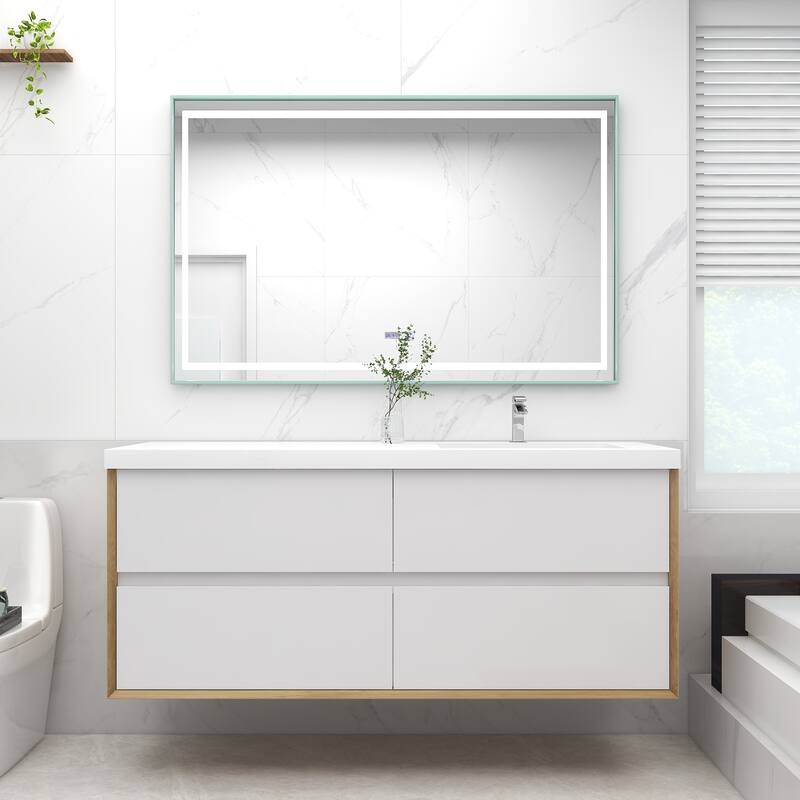 Selina 60" Wall Mounted Vanity with Single Sink on the Right - 60