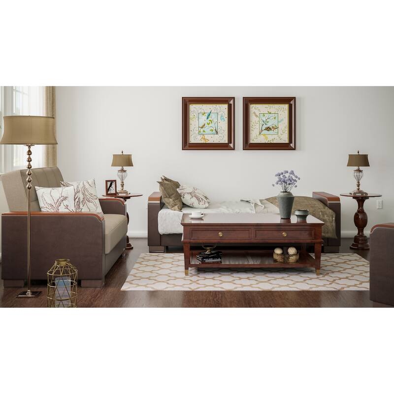 Collection Upholstered Convertible Loveseat With Storage