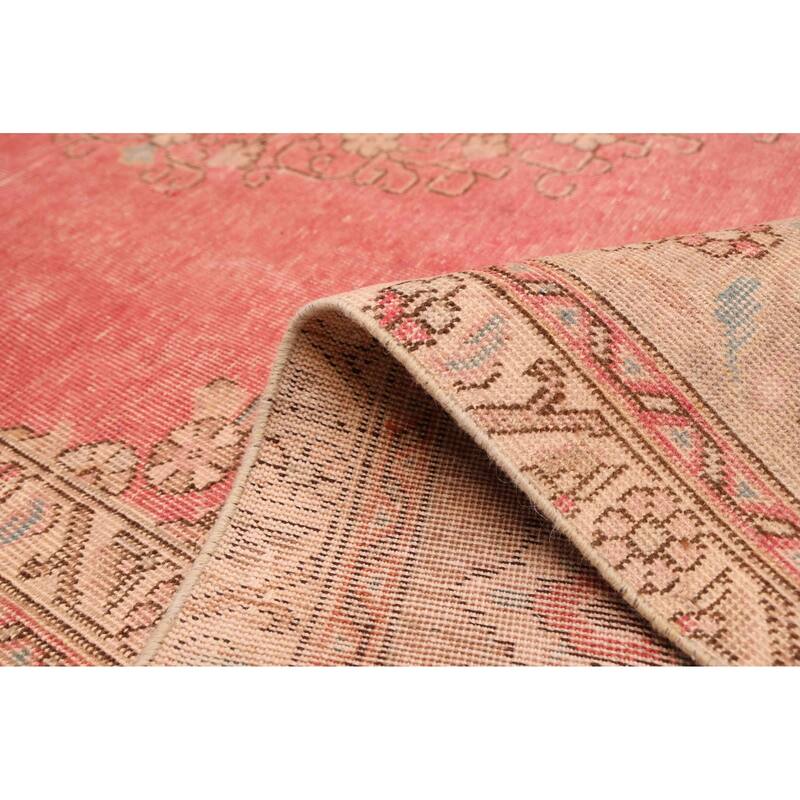 ECARPETGALLERY Hand-knotted Antalya Vintage Light Red Wool Rug - 9'7 x 12'4