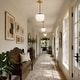 preview thumbnail 5 of 8, Modern Glam 1-Light White Brass Ribbed Opal Milk Glass Pendant Light for Dining Room - 11"