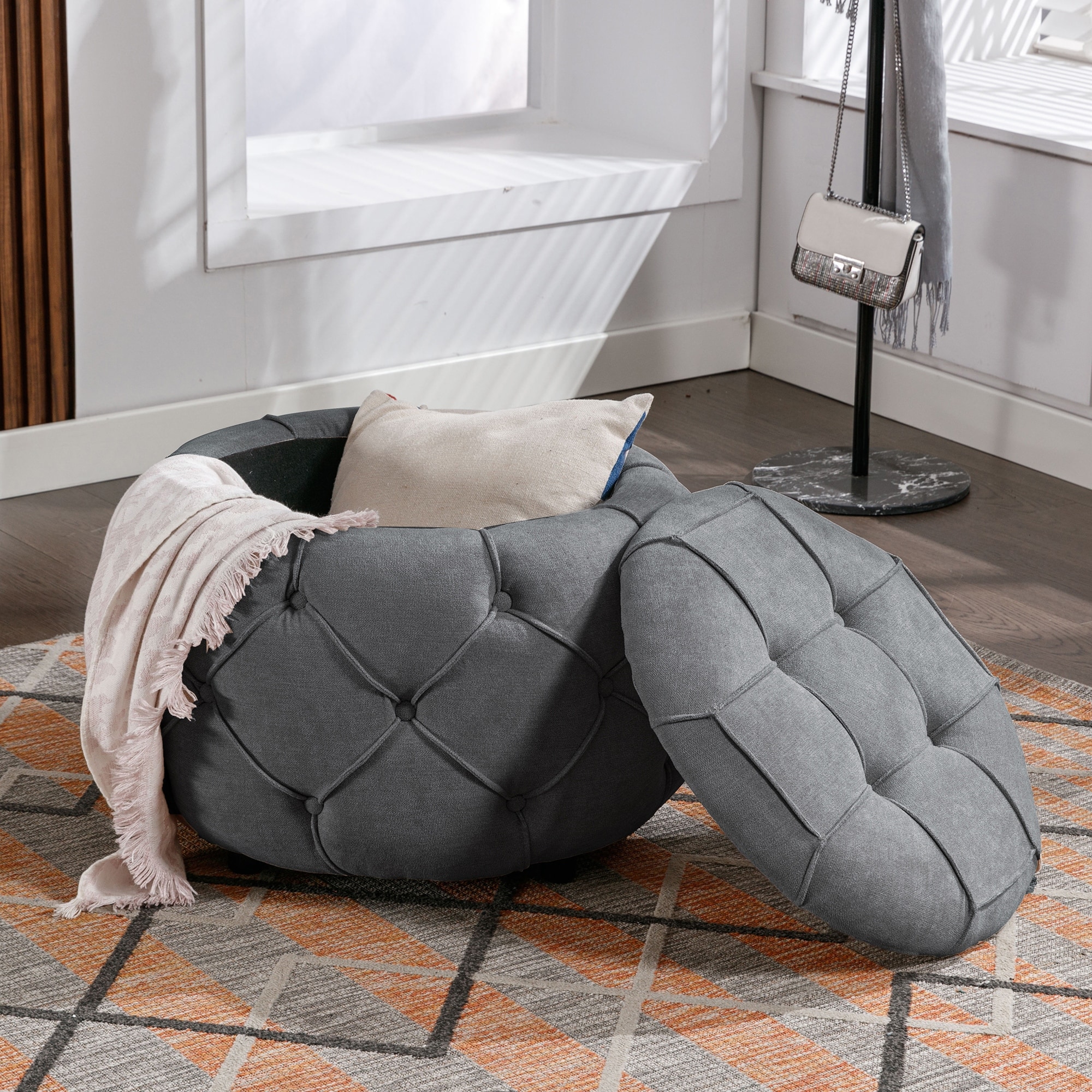 Round storage chair sales