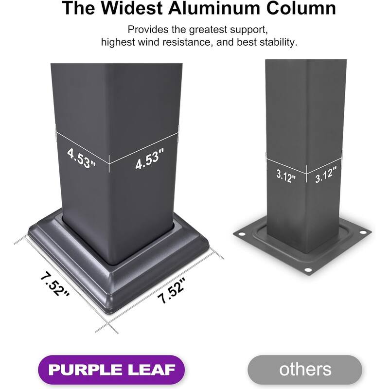 PURPLE LEAF Outdoor Louvered Pergola with Adjustable Metal Roof for Patio Pergola