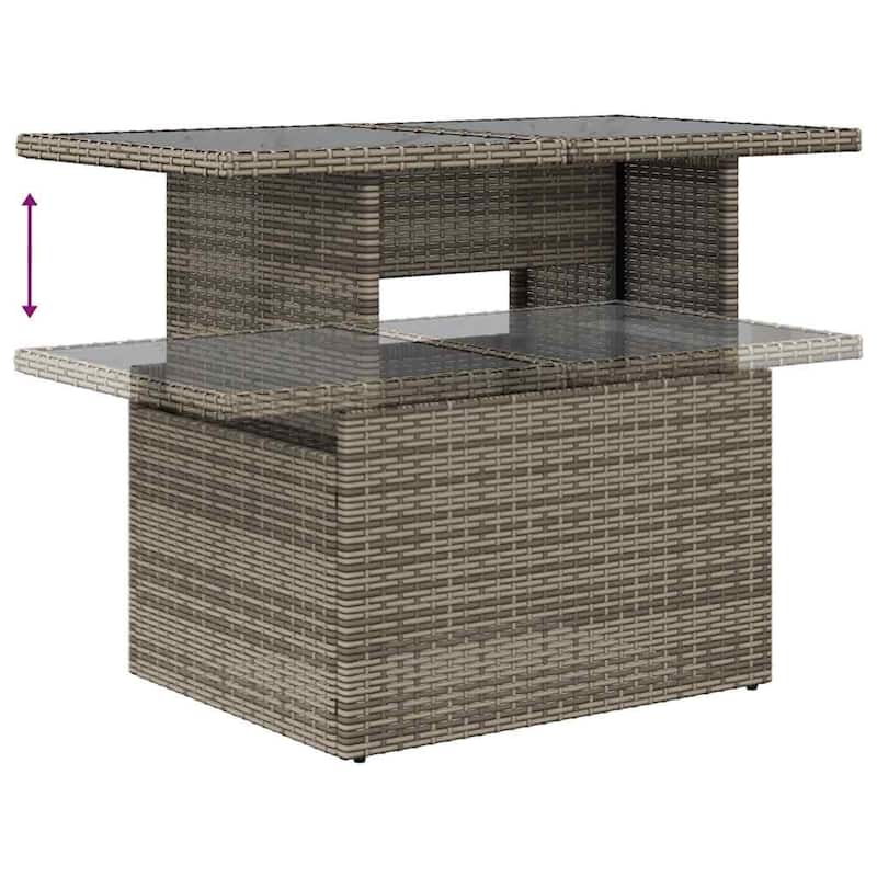 vidaXL Patio Sofa Set with Cushions Table and Couches 11 Piece Poly Rattan - 24.4" x 24.4" x 27.2"