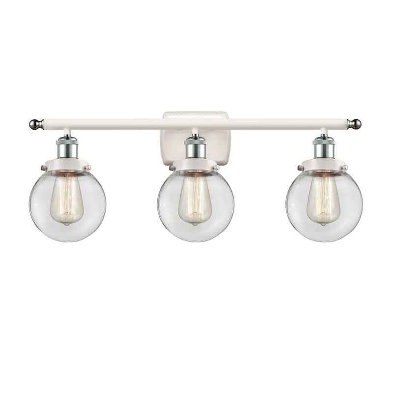 Innovations Lighting 916-3W-11-26 Beacon Vanity Beacon 3 Light 26" - White and Polished Chrome / Clear