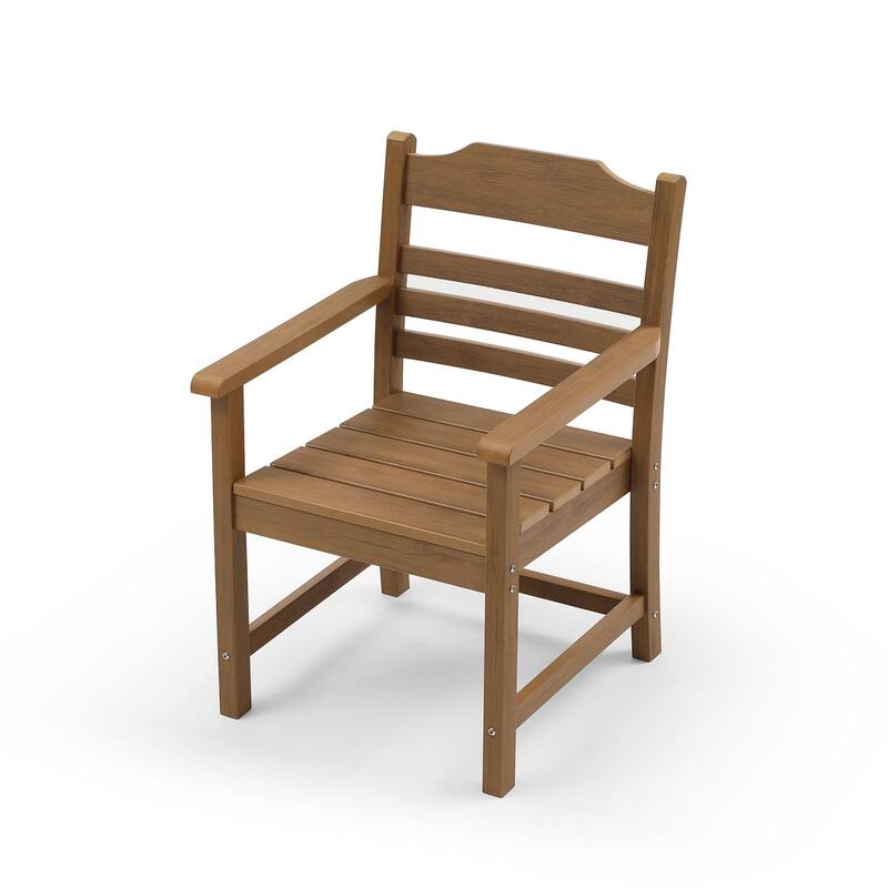 Farmhouse Dining Chair with Armrest Set of 2, Patio Bar Stools, Outdoor Furniture Slat Back Solid Wood Seat Chairs